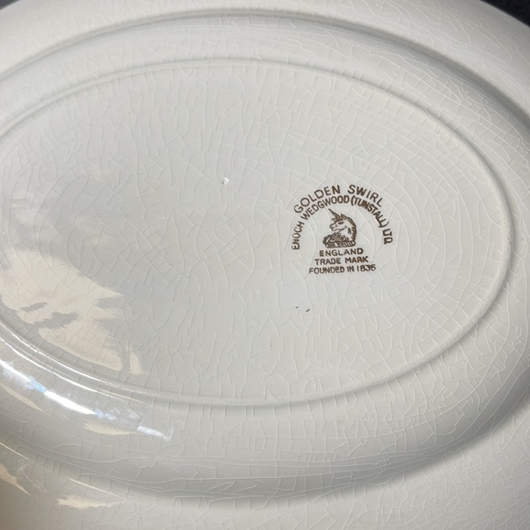 Enoch Wedgewood Golden Swirl Serving Platter With Gold Bands - Picture 2 of 3